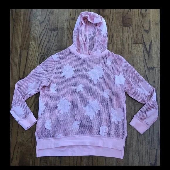 Target Art Class Pink Floral Crochet Net Long Sleeve Hoodie Girl’s XL 14-16 - Picture 5 of 10